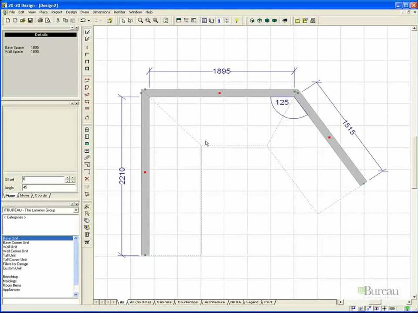 2020 Design's 2D plan: overlapping SKU labels and dense uncalled-out dimension chains